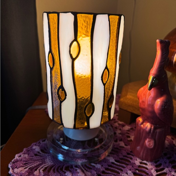 Dale Tiffany Other - Tiffany Inspired Stained Glass Table Lamp with Orange and Black Accents